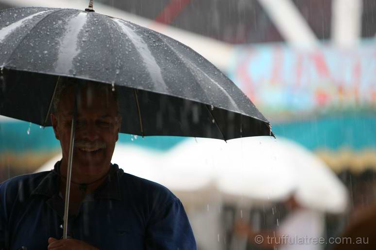 Smiling in the rain