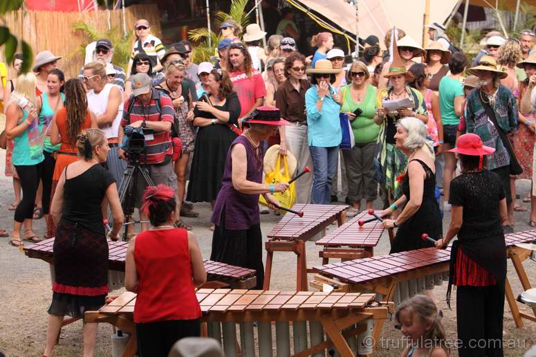 Marimba action outside the Chai Tent