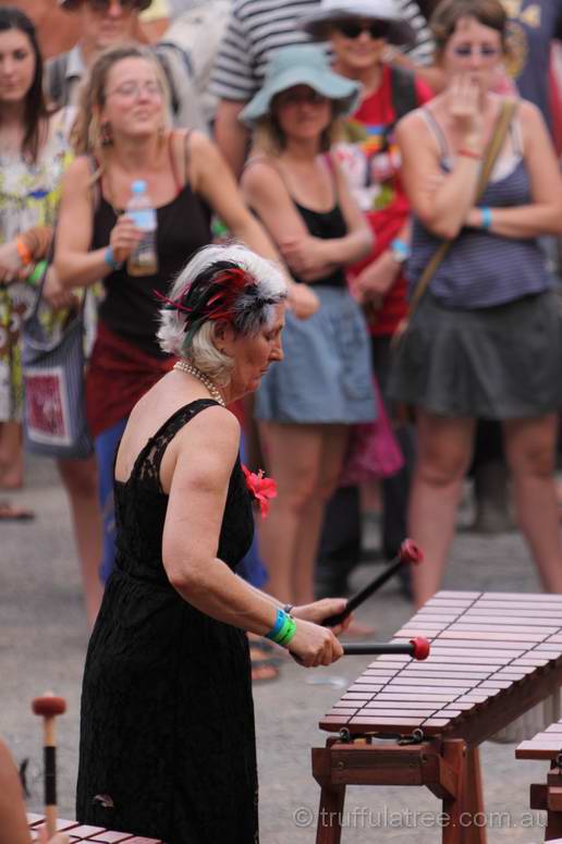 Marimba action outside the Chai Tent